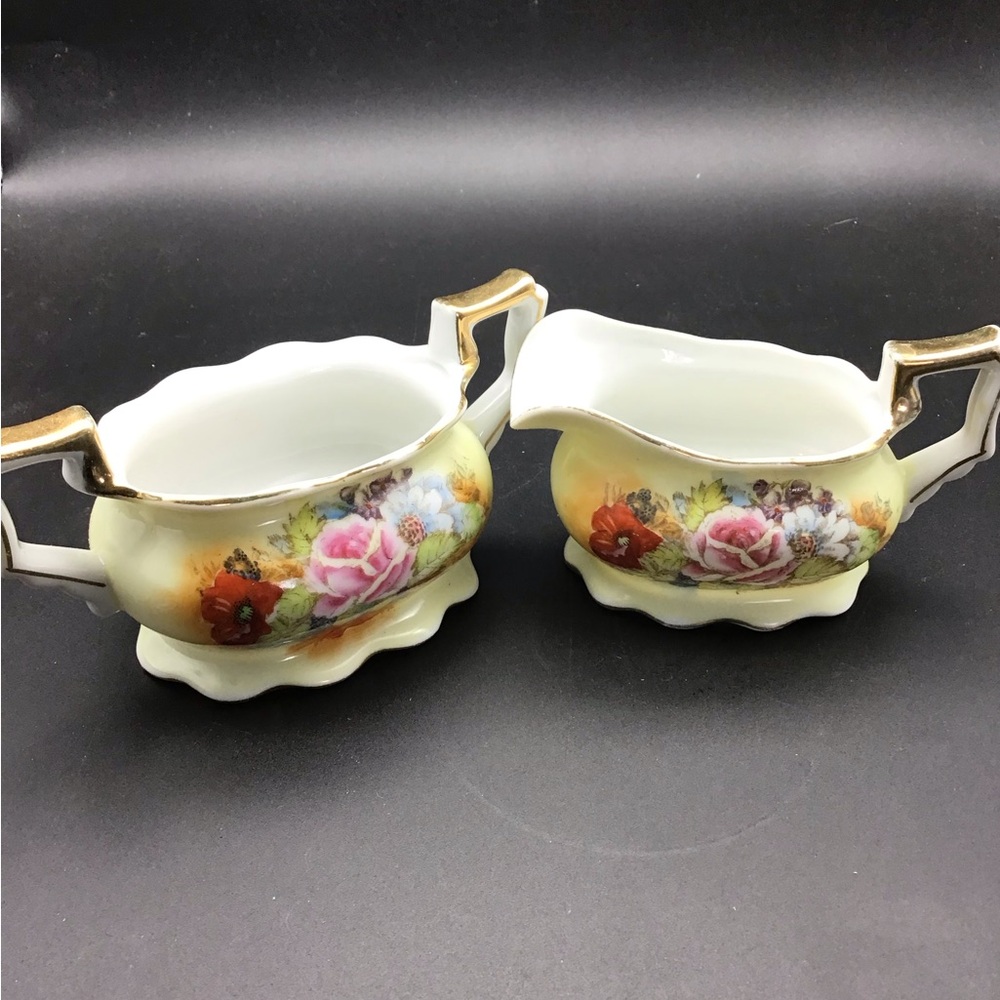 Handpainted Cream & Sugar. Occupied Japan